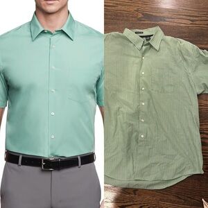 Van Heusen Green Stripe Button Down Wrinkle Free